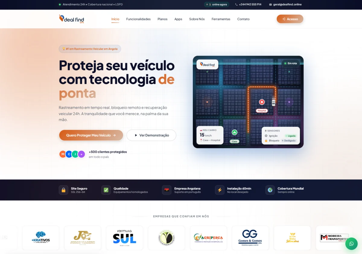 Página inicial do site Deal Find - GPS